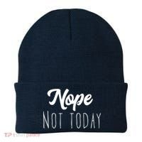 Nope Not Today Funny Lazy Adulting Graphic Quote Beanie thumb 0