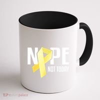 Nope Not Today Sarcoma Bone Cancer Yellow Support Ribbon Cool Gift Coffee Mug thumb 1