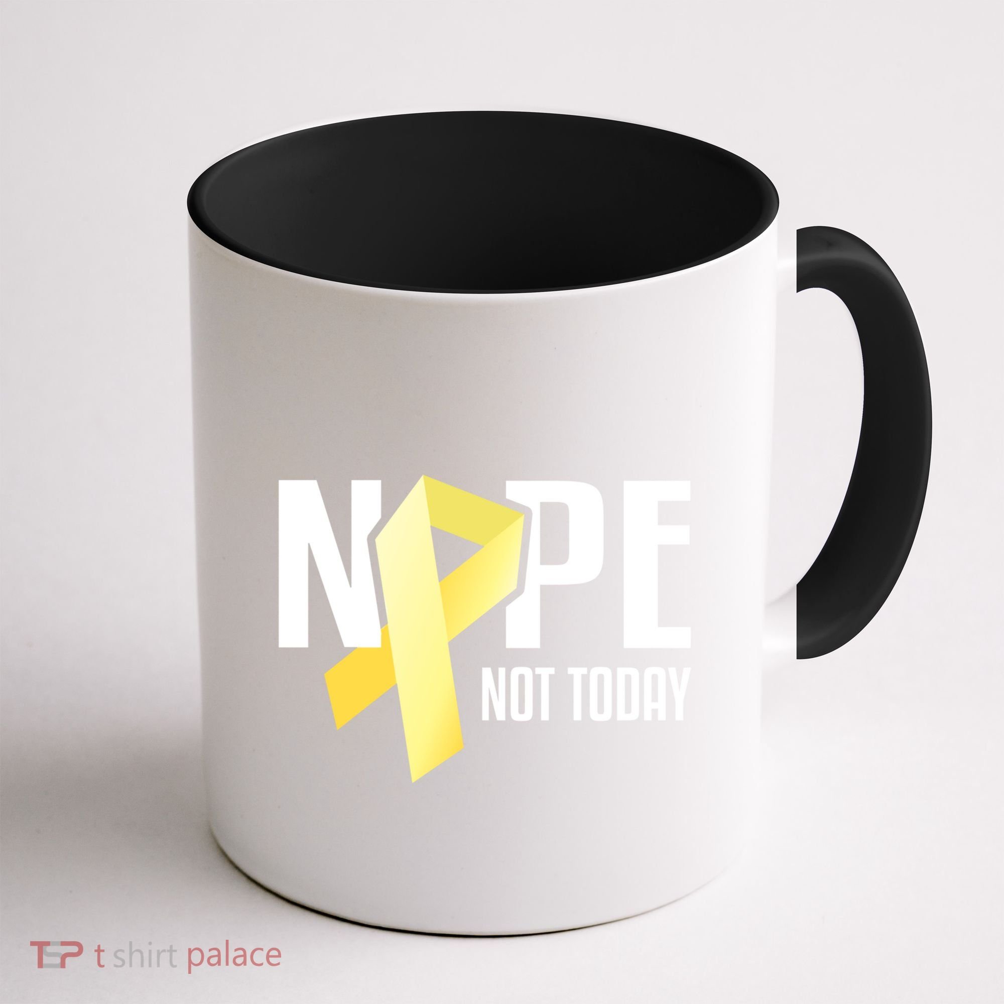 Nope Not Today Sarcoma Bone Cancer Yellow Support Ribbon Cool Gift Coffee Mug