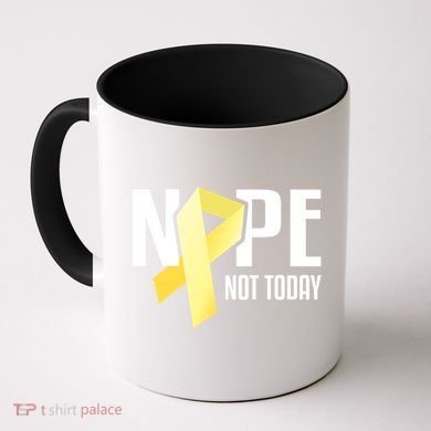 Nope Not Today Sarcoma Bone Cancer Yellow Support Ribbon Cool Gift Coffee Mug
