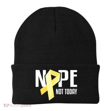 Nope Not Today Sarcoma Bone Cancer Yellow Support Ribbon Cool Gift Beanie