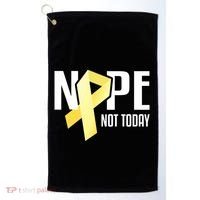 Nope Not Today Sarcoma Bone Cancer Yellow Support Ribbon Cool Gift Golf Towel thumb 0
