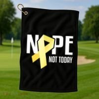 Nope Not Today Sarcoma Bone Cancer Yellow Support Ribbon Cool Gift Golf Towel thumb 1
