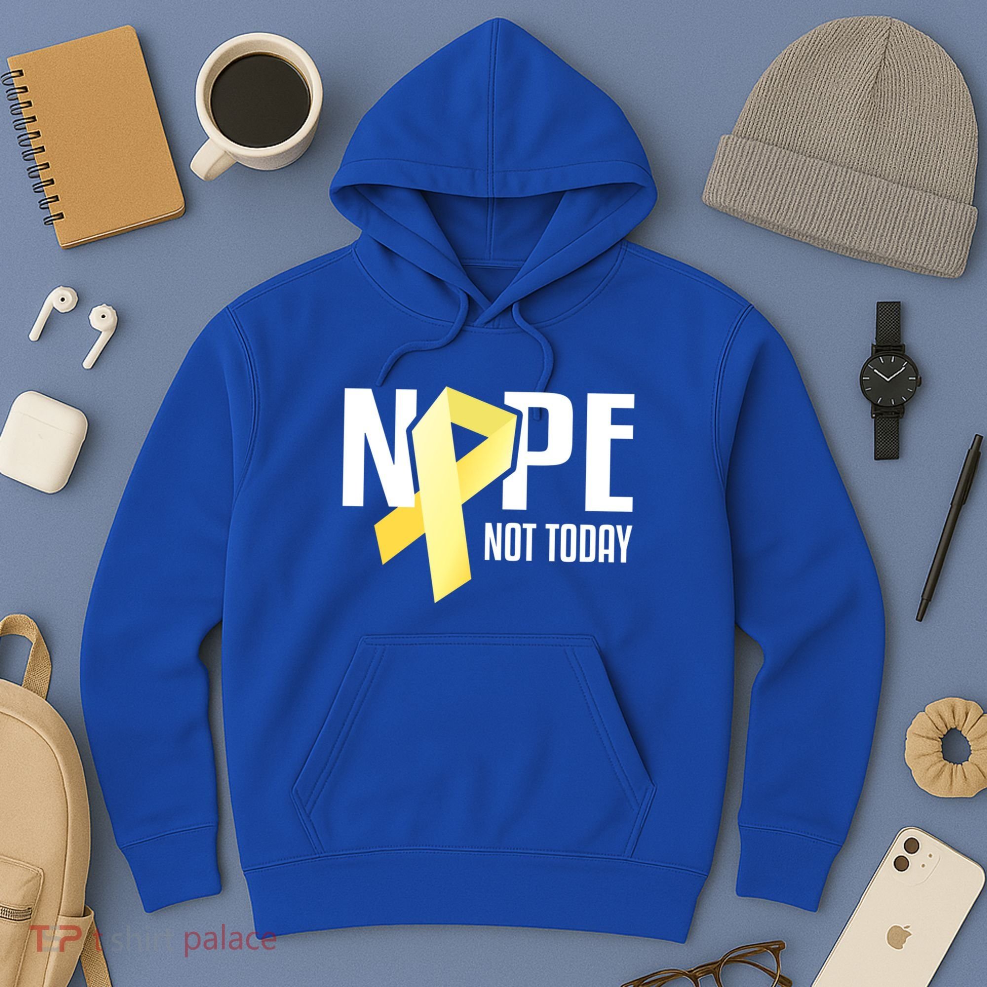 Nope Not Today Sarcoma Bone Cancer Yellow Support Ribbon Cool Gift Hoodie