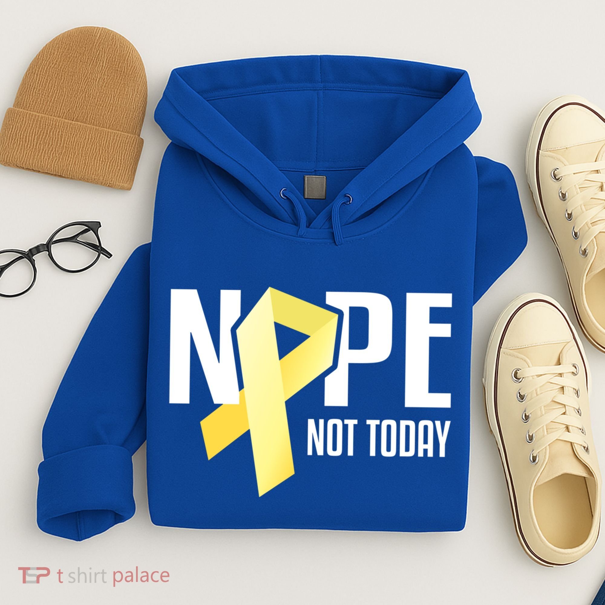 Nope Not Today Sarcoma Bone Cancer Yellow Support Ribbon Cool Gift Hoodie