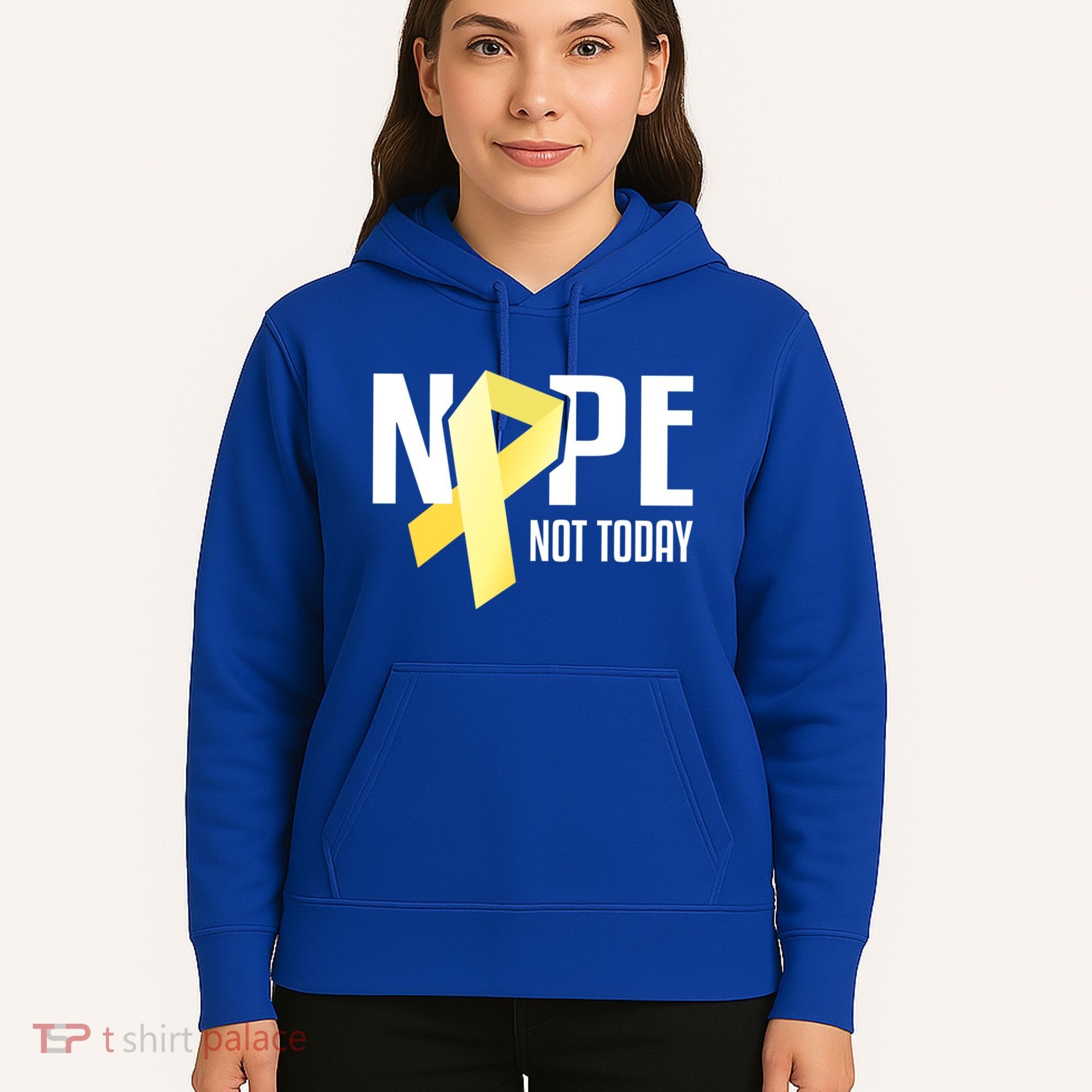 Nope Not Today Sarcoma Bone Cancer Yellow Support Ribbon Cool Gift Hoodie