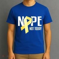 Nope Not Today Sarcoma Bone Cancer Yellow Support Ribbon Cool Gift T-Shirt thumb 3