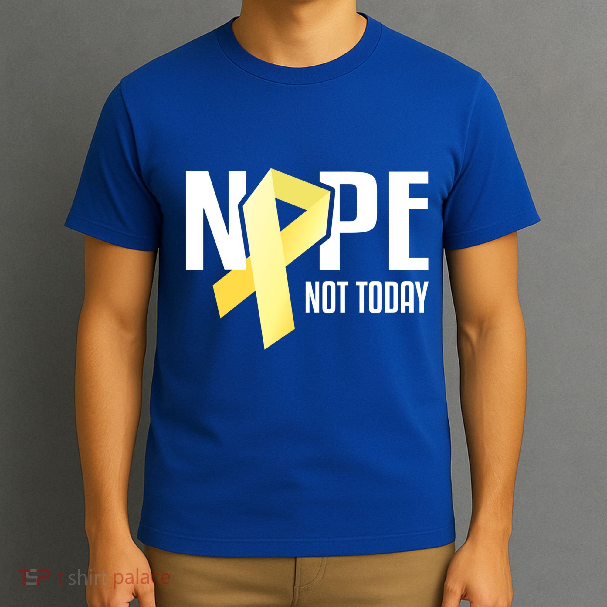 Nope Not Today Sarcoma Bone Cancer Yellow Support Ribbon Cool Gift T-Shirt