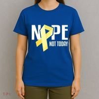 Nope Not Today Sarcoma Bone Cancer Yellow Support Ribbon Cool Gift T-Shirt thumb 4