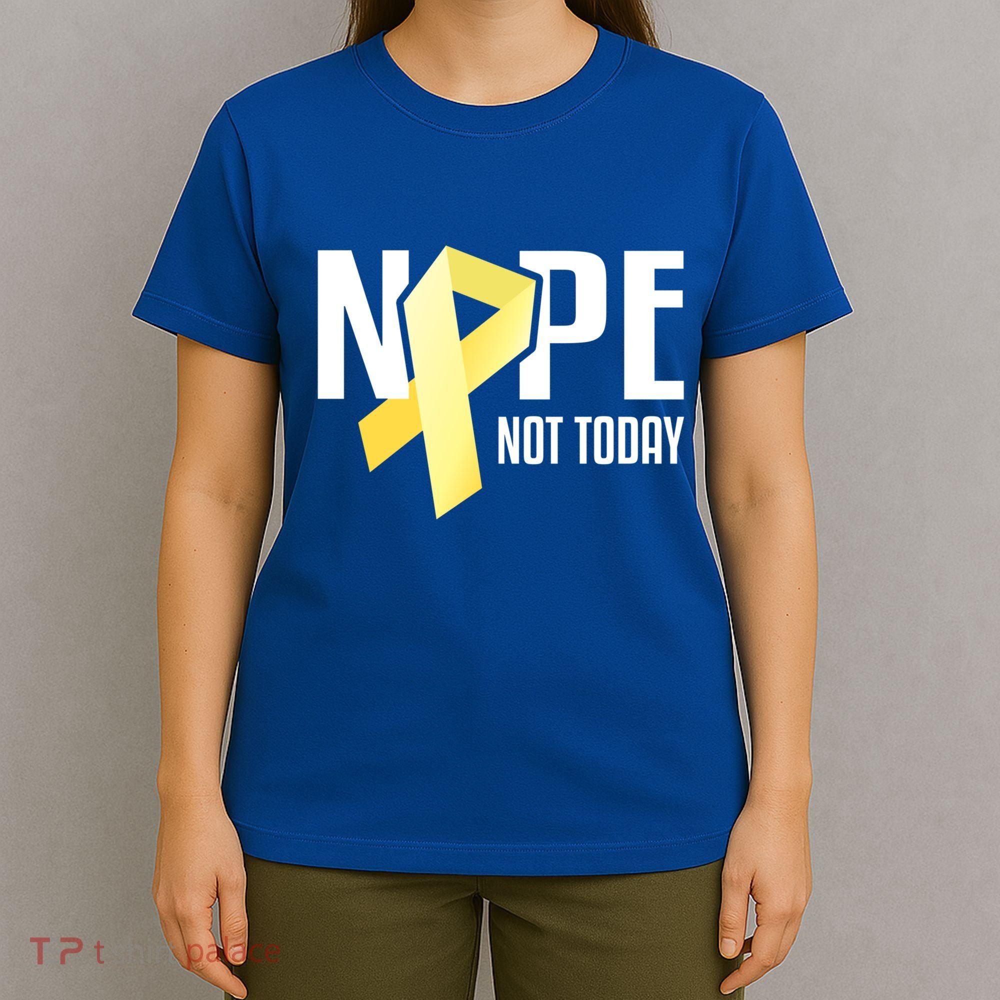Nope Not Today Sarcoma Bone Cancer Yellow Support Ribbon Cool Gift T-Shirt