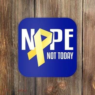 Nope Not Today Sarcoma Bone Cancer Yellow Support Ribbon Cool Gift Coaster