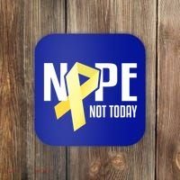 Nope Not Today Sarcoma Bone Cancer Yellow Support Ribbon Cool Gift Coaster thumb 0