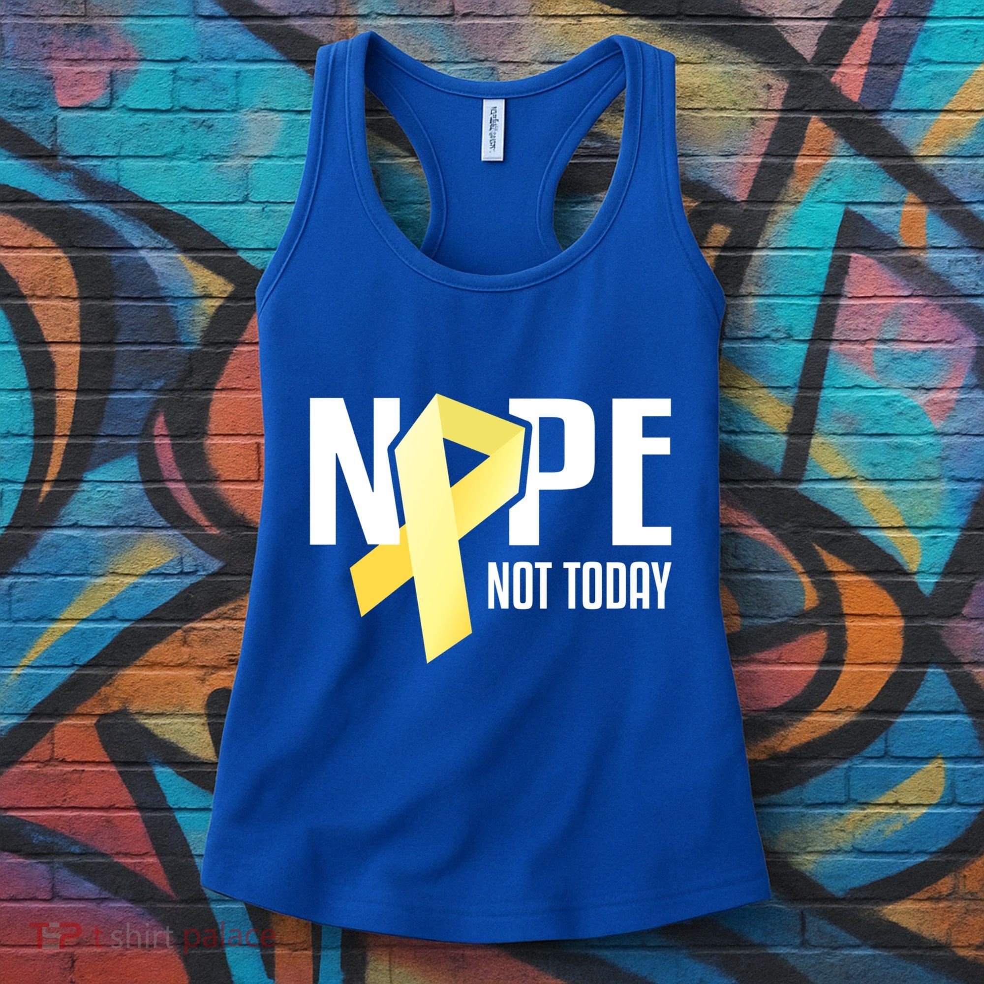 Nope Not Today Sarcoma Bone Cancer Yellow Support Ribbon Cool Gift Women's Tank Top