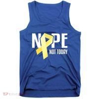 Nope Not Today Sarcoma Bone Cancer Yellow Support Ribbon Cool Gift Tank Top thumb 0