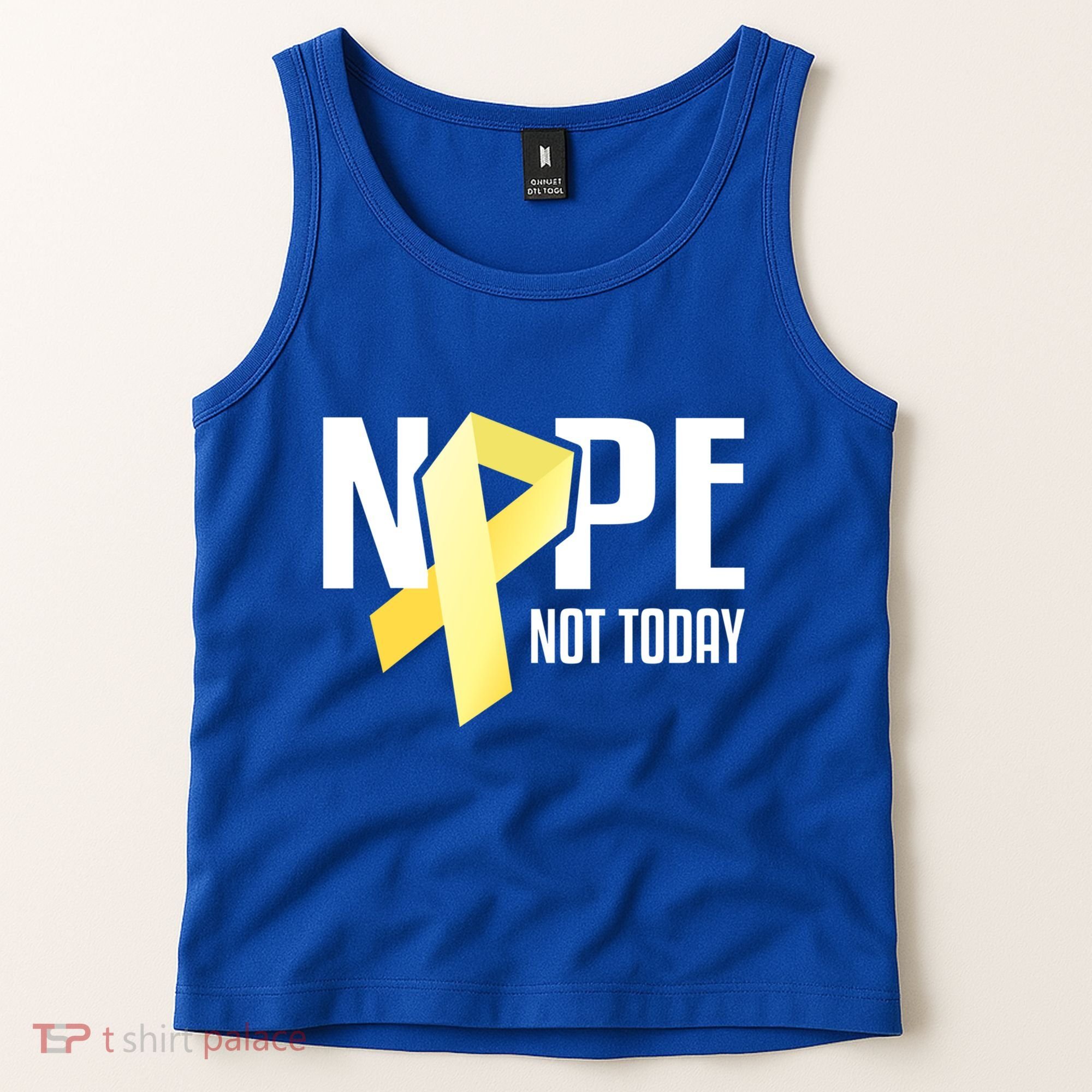 Nope Not Today Sarcoma Bone Cancer Yellow Support Ribbon Cool Gift Tank Top