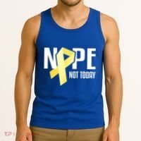 Nope Not Today Sarcoma Bone Cancer Yellow Support Ribbon Cool Gift Tank Top thumb 3