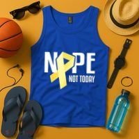 Nope Not Today Sarcoma Bone Cancer Yellow Support Ribbon Cool Gift Tank Top thumb 4