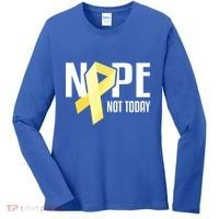 Nope Not Today Sarcoma Bone Cancer Yellow Support Ribbon Cool Gift Women's Long Sleeve Shirt thumb 0