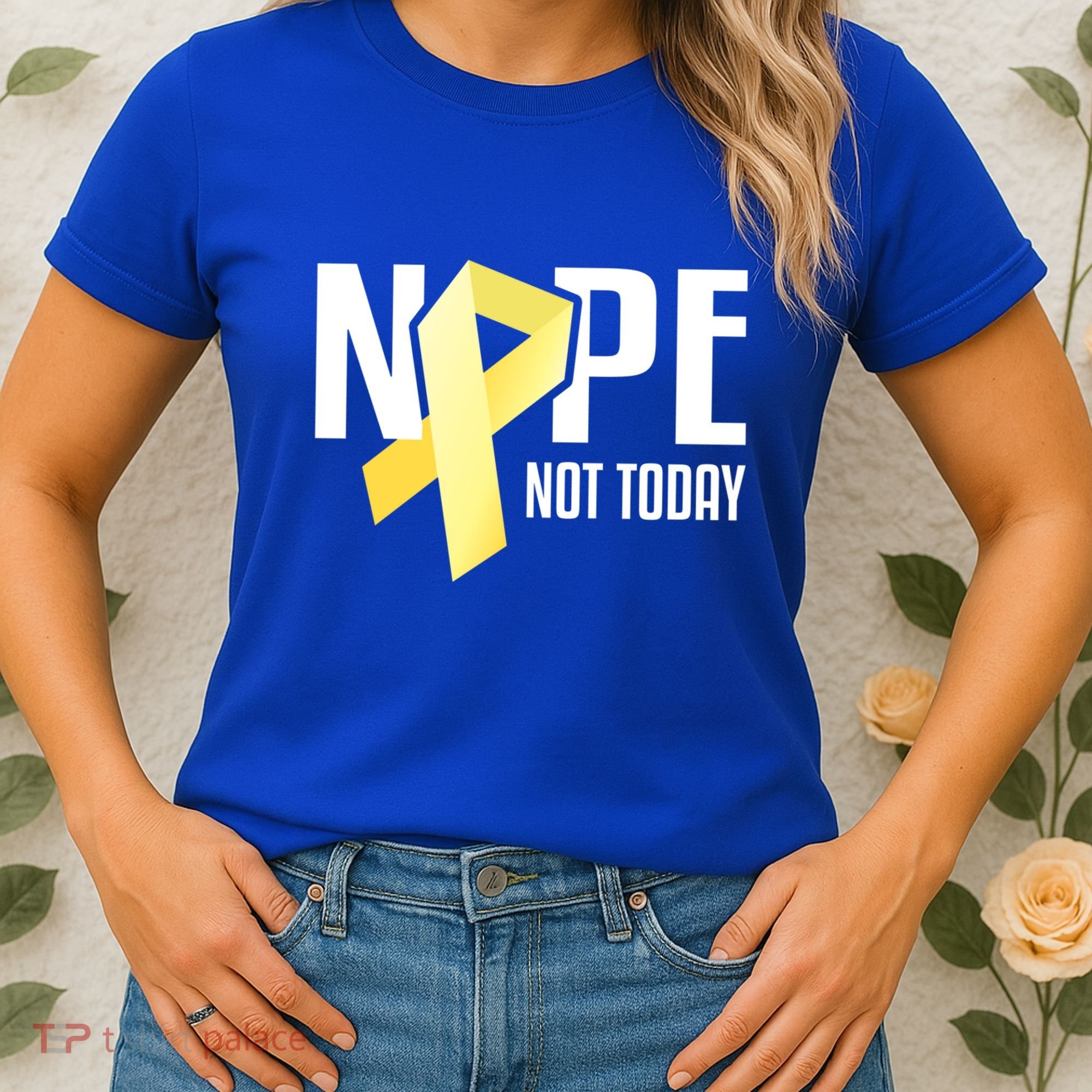 Nope Not Today Sarcoma Bone Cancer Yellow Support Ribbon Cool Gift Women's T-Shirt