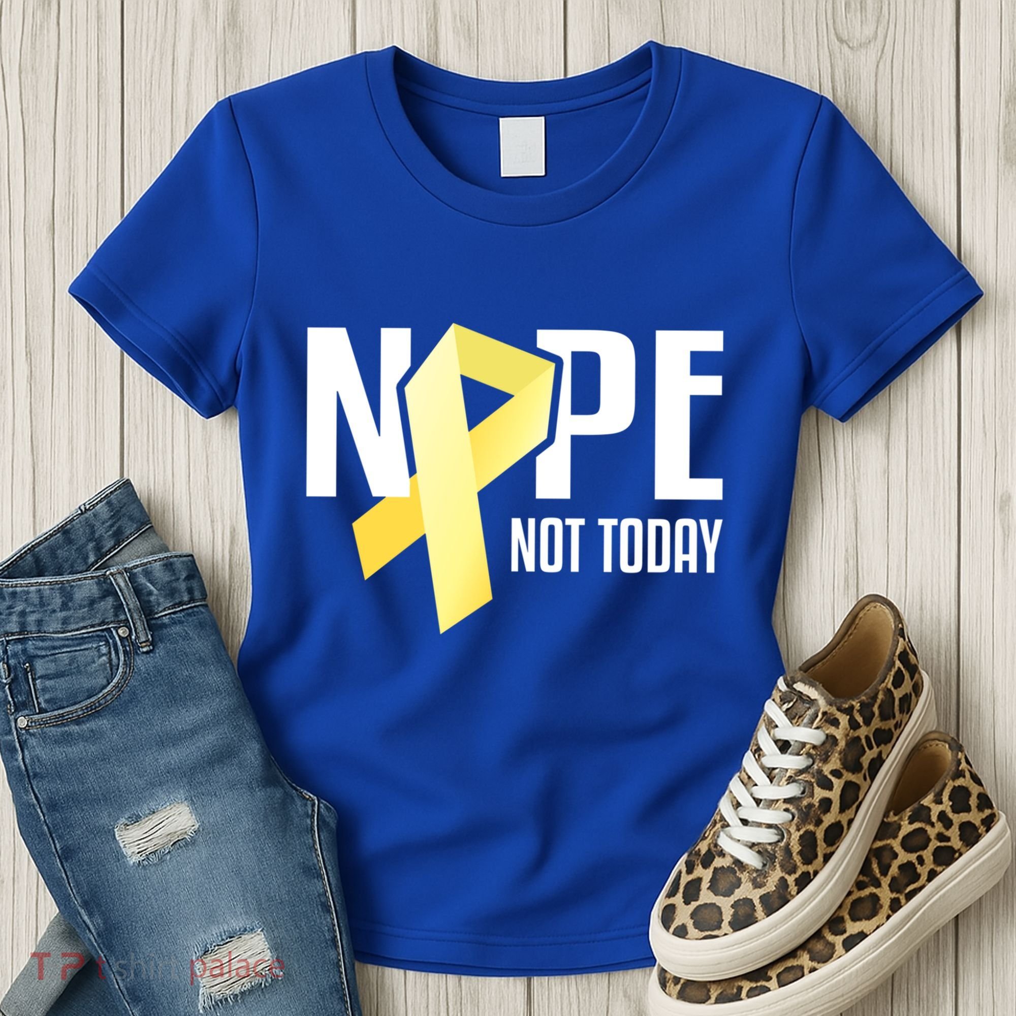 Nope Not Today Sarcoma Bone Cancer Yellow Support Ribbon Cool Gift Women's T-Shirt
