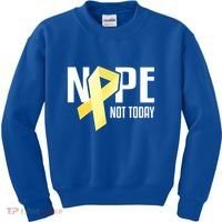 Nope Not Today Sarcoma Bone Cancer Yellow Support Ribbon Cool Gift Kids Sweatshirt thumb 0