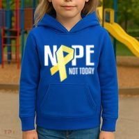 Nope Not Today Sarcoma Bone Cancer Yellow Support Ribbon Cool Gift Kids Hoodie thumb 3