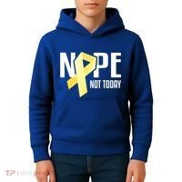 Nope Not Today Sarcoma Bone Cancer Yellow Support Ribbon Cool Gift Kids Hoodie thumb 4