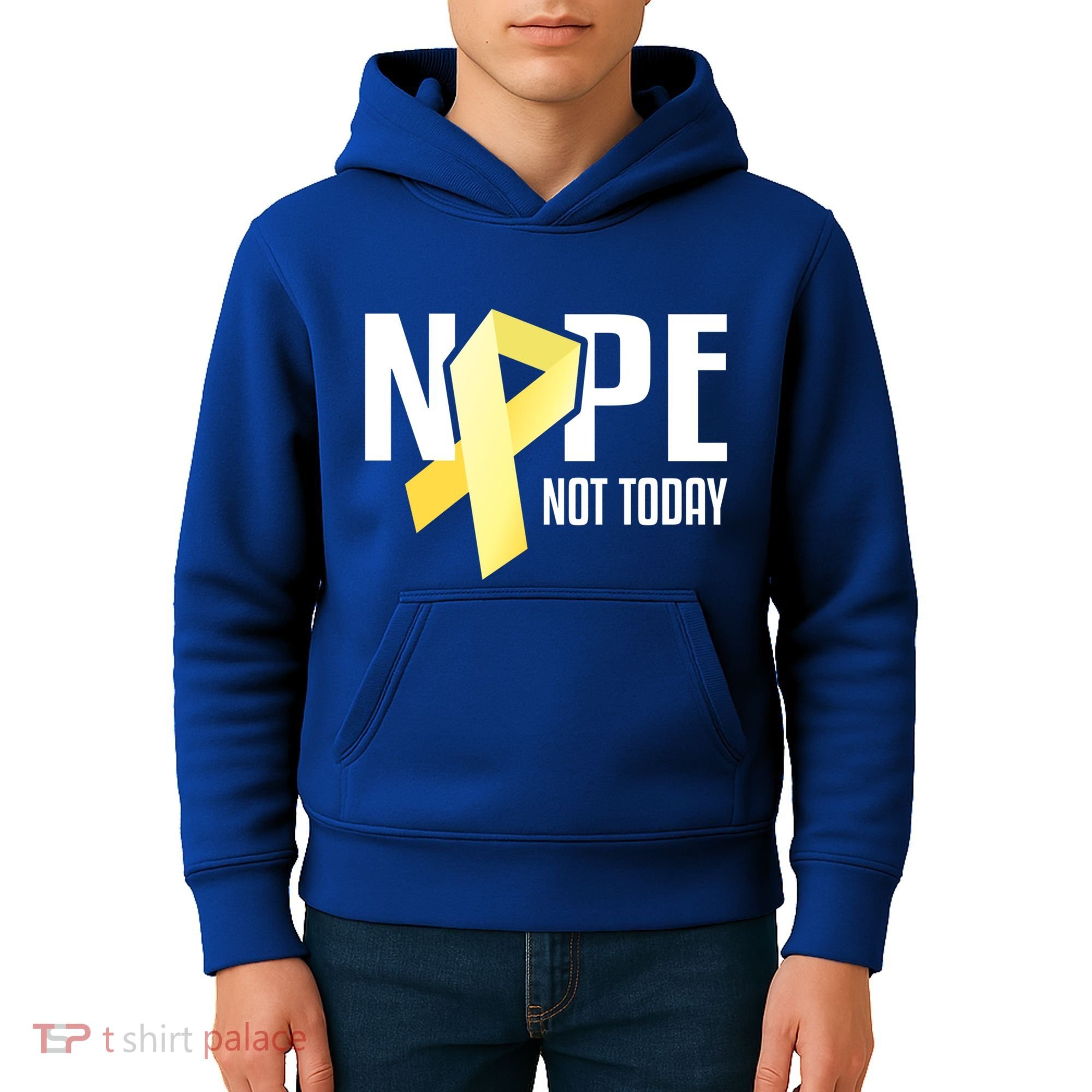 Nope Not Today Sarcoma Bone Cancer Yellow Support Ribbon Cool Gift Kids Hoodie
