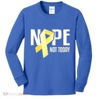 Nope Not Today Sarcoma Bone Cancer Yellow Support Ribbon Cool Gift Kids Long Sleeve Shirt thumb 0