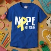Nope Not Today Sarcoma Bone Cancer Yellow Support Ribbon Cool Gift Kids T-Shirt thumb 3