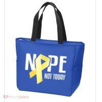 Nope Not Today Sarcoma Bone Cancer Yellow Support Ribbon Cool Gift Tote Bag thumb 3