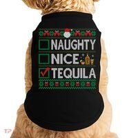 Naughty Nice Tequila Christmas List Tequila Ugly Sweater Gift Doggie Tank thumb 0