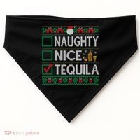 Naughty Nice Tequila Christmas List Tequila Ugly Sweater Gift USA-Made Doggie Bandana thumb 0