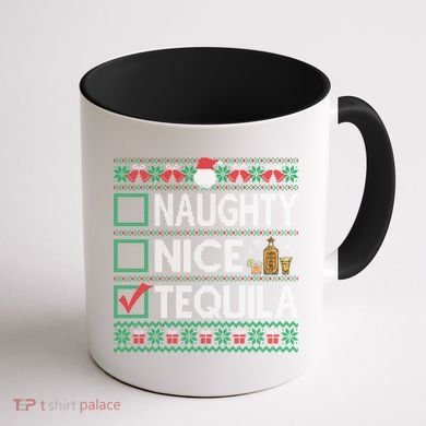 Naughty Nice Tequila Christmas List Tequila Ugly Sweater Gift Coffee Mug back