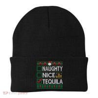 Naughty Nice Tequila Christmas List Tequila Ugly Sweater Gift Beanie thumb 0