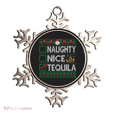 Naughty Nice Tequila Christmas List Tequila Ugly Sweater Gift Ornament