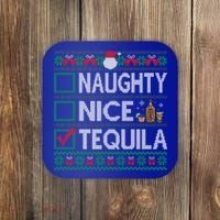 Naughty Nice Tequila Christmas List Tequila Ugly Sweater Gift Coaster thumb 0
