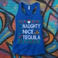 Naughty Nice Tequila Christmas List Tequila Ugly Sweater Gift Women's Tank Top thumb 3