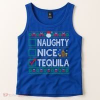 Naughty Nice Tequila Christmas List Tequila Ugly Sweater Gift Tank Top thumb 2
