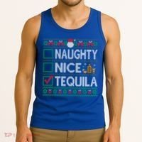 Naughty Nice Tequila Christmas List Tequila Ugly Sweater Gift Tank Top thumb 3