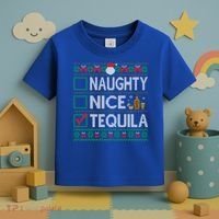 Naughty Nice Tequila Christmas List Tequila Ugly Sweater Gift Toddler T-Shirt thumb 3