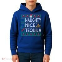 Naughty Nice Tequila Christmas List Tequila Ugly Sweater Gift Kids Hoodie thumb 4
