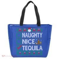 Naughty Nice Tequila Christmas List Tequila Ugly Sweater Gift Tote Bag thumb 0