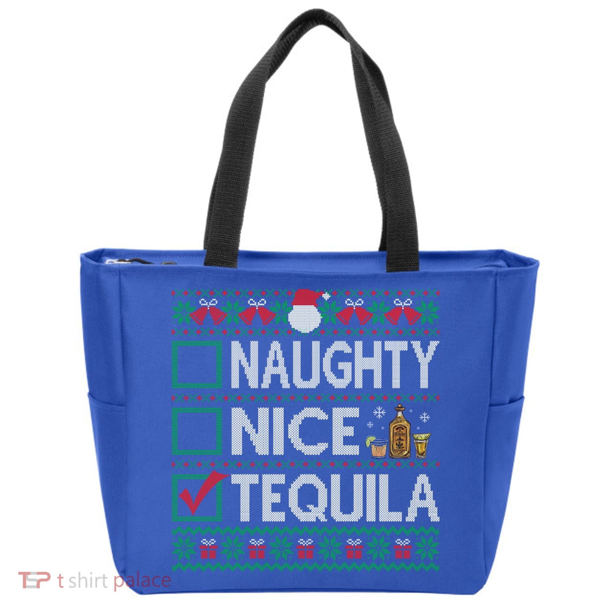 Naughty Nice Tequila Christmas List Tequila Ugly Sweater Gift Tote Bag