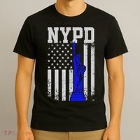 NYPD New York Police Department Statue Of Liberty Distressed T-Shirt thumb 3