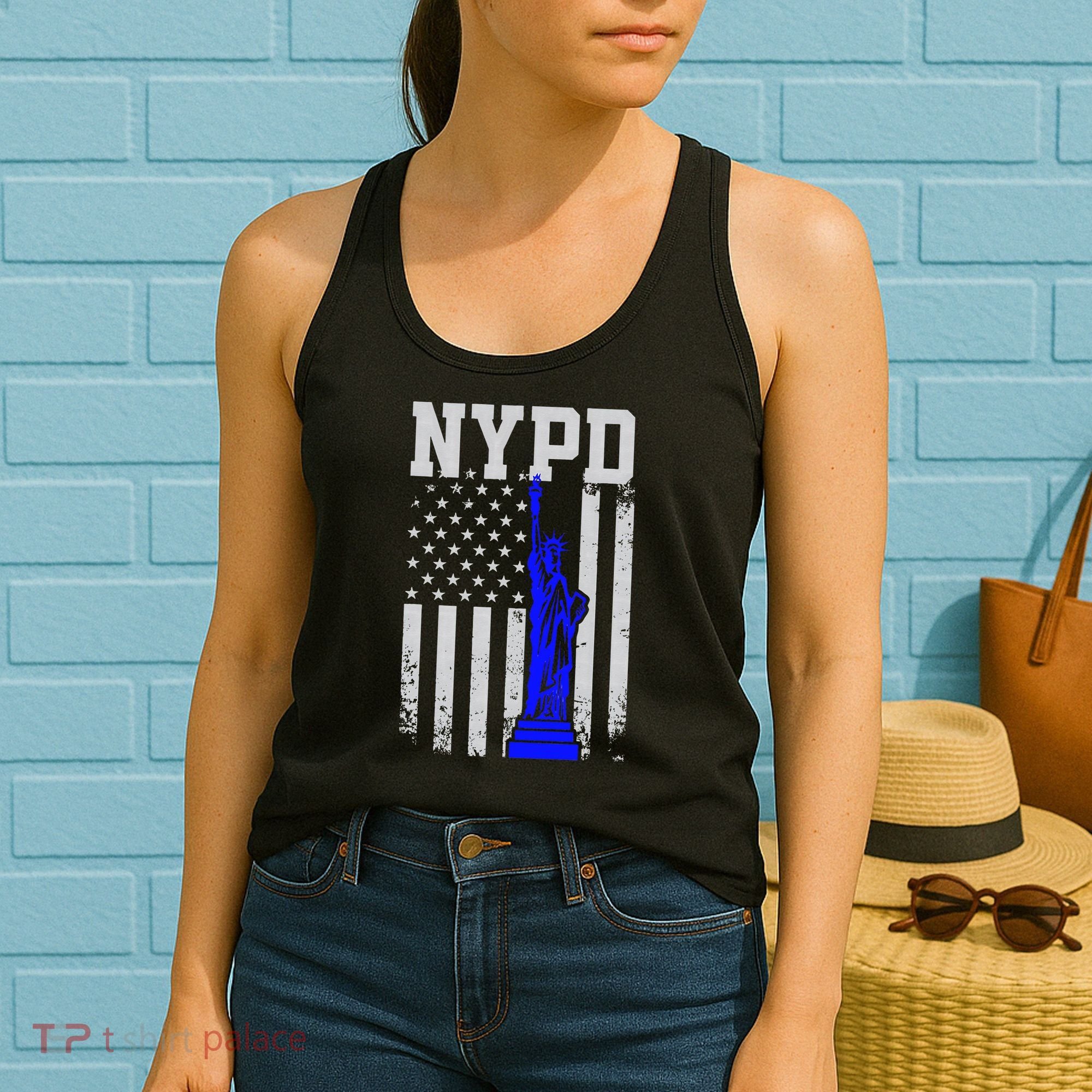 NYPD New York Police Department Statue Of Liberty Distressed Women's Tank Top
