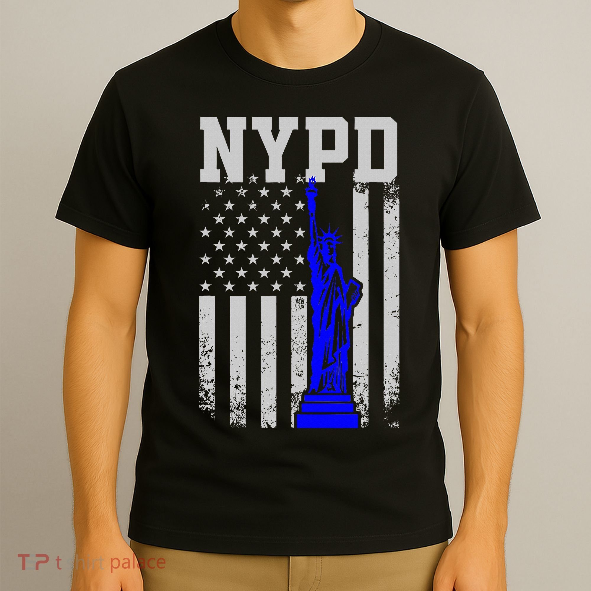 Nypd New York Police Department Statue Of Liberty Distressed T-Shirt
