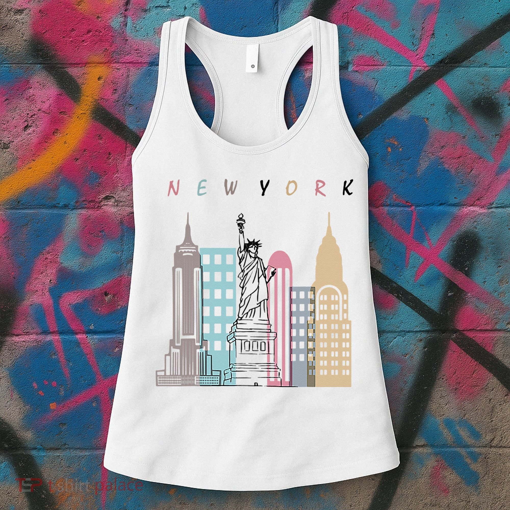 NYC New York City Manhattan skylines statue of liberty Women's Tank Top