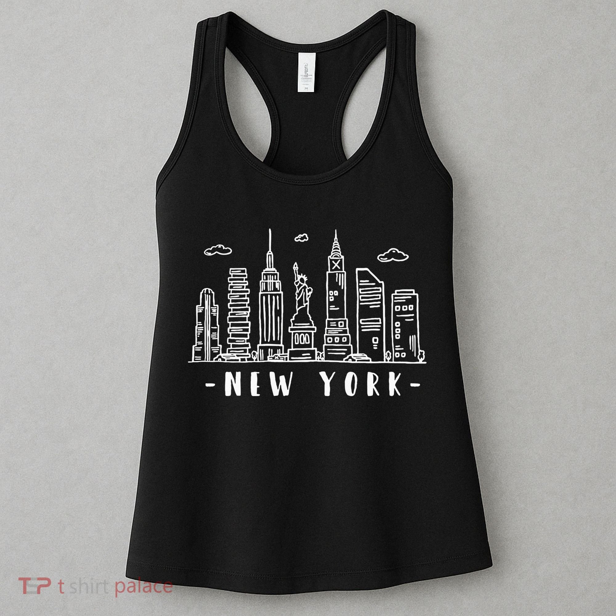 NYC New York City Manhattan Skylines Statue Of Liberty Cloud Women's Tank Top