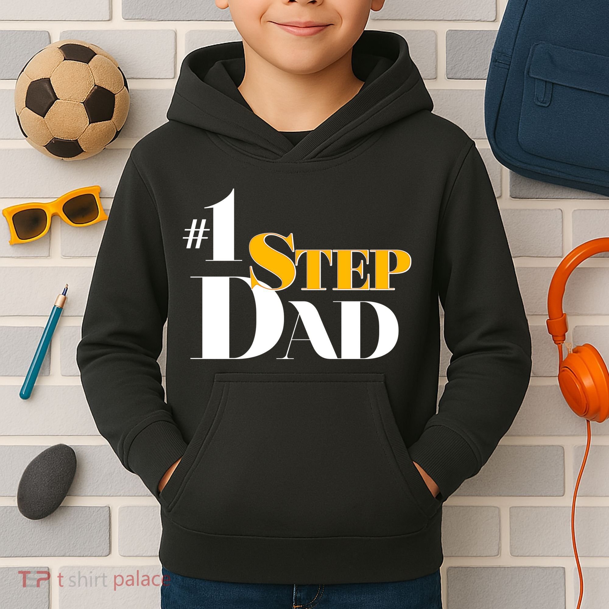 No 1 Step Dad Father's Day Kids Hoodie